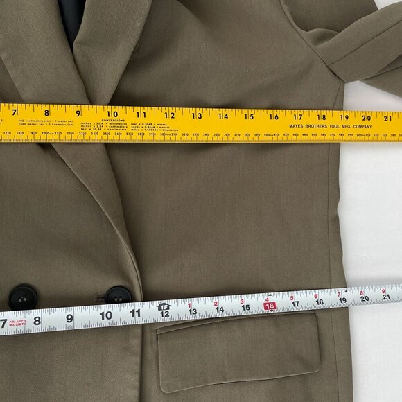 ZARA Womens Blazer Jacket Double-Breasted Oversize Pockets Long‎ Sleeve Khaki XS - Picture 12 of 16